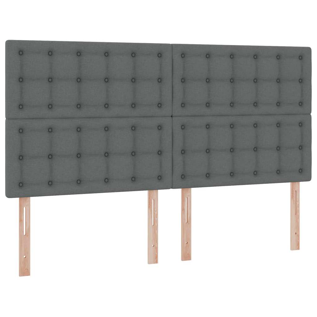 LED-Speicherbett mit Matratze Dunkelgrau 180 x 200 cm Stoff