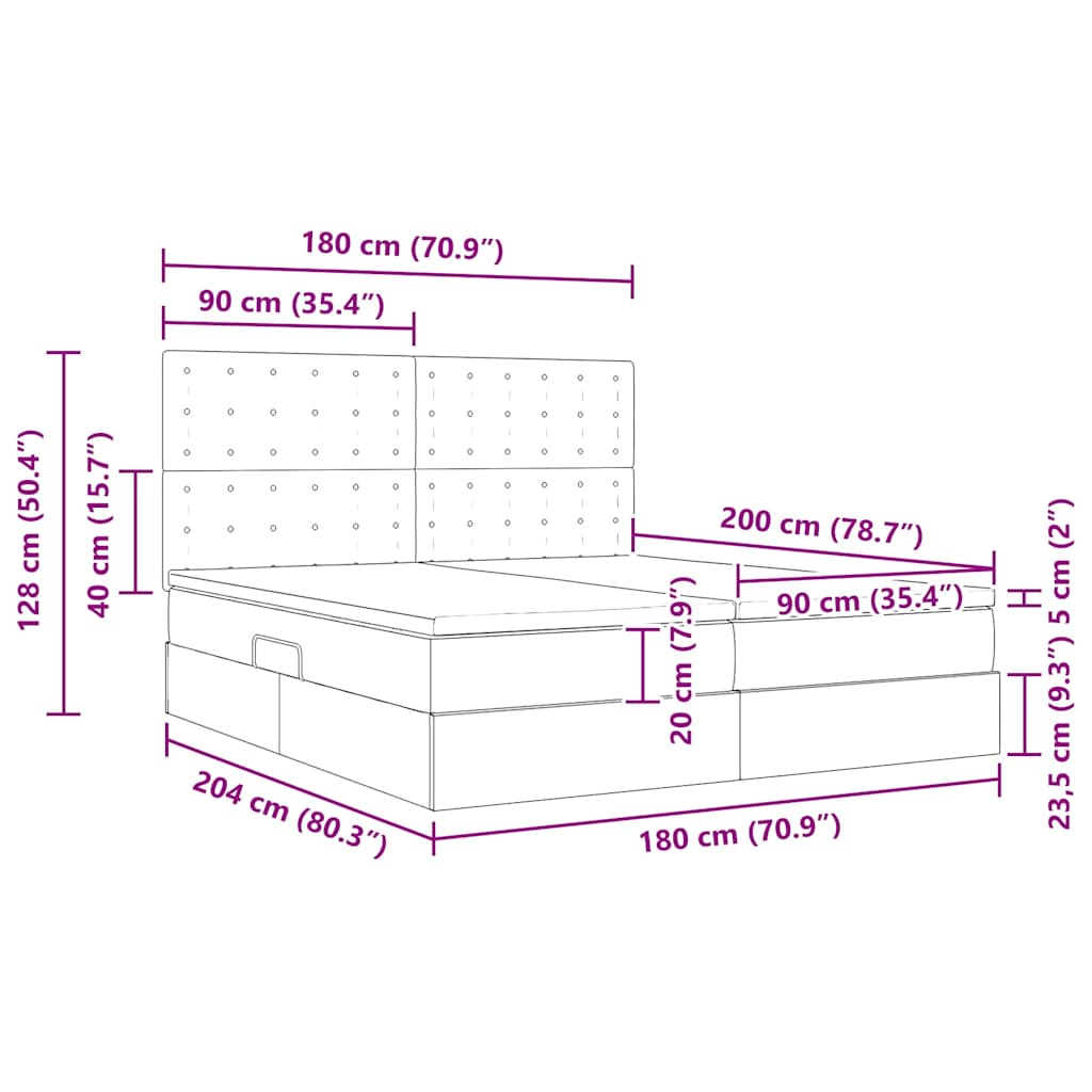 LED-Speicherbett mit Matratze Dunkelgrau 180 x 200 cm Stoff