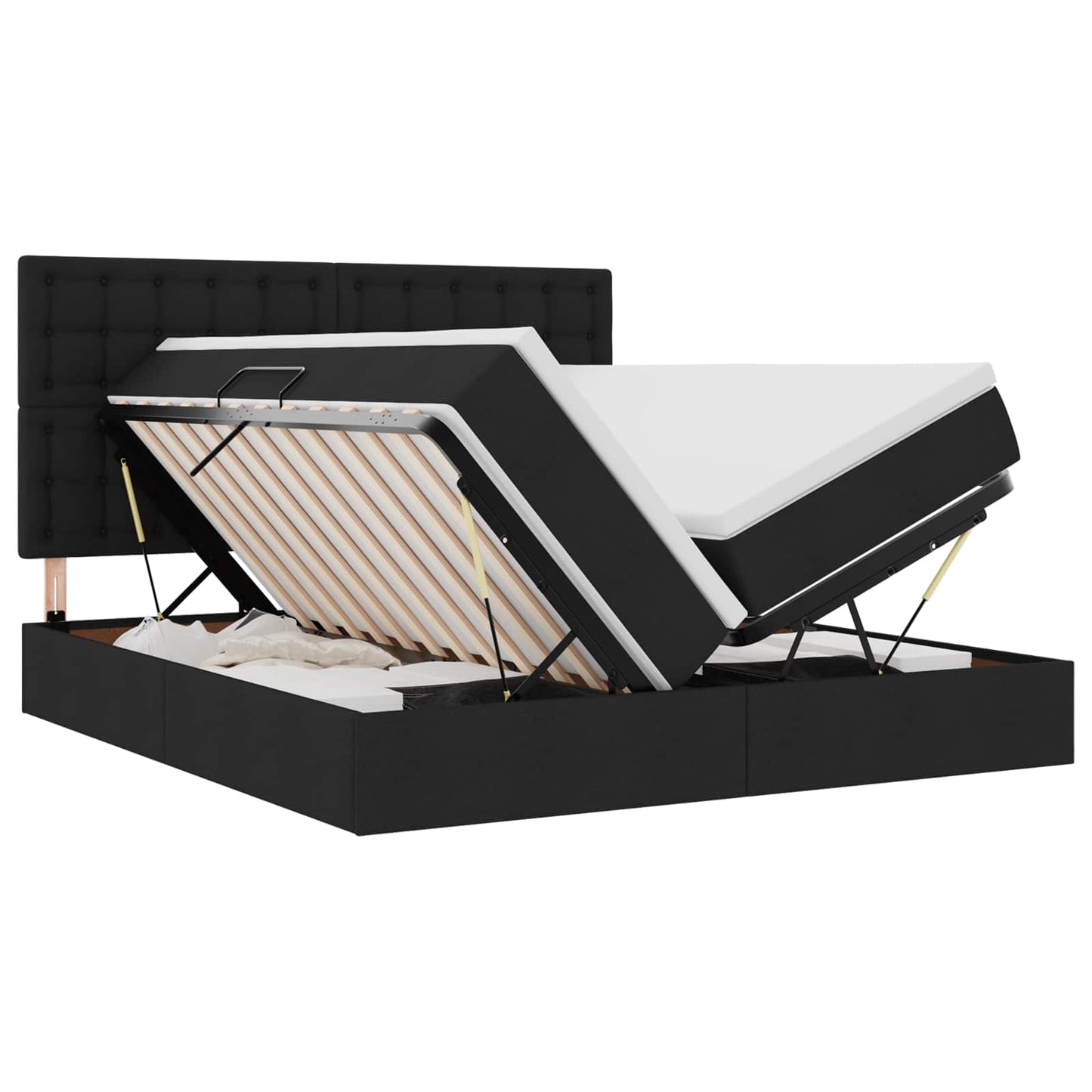 LED-Speicherbett mit Matratze Schwarz 180 x 200 cm Stoff