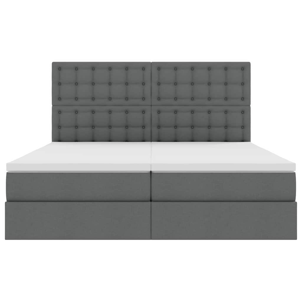 LED-Speicherbett mit Matratze Dunkelgrau 200 x 200 cm Stoff