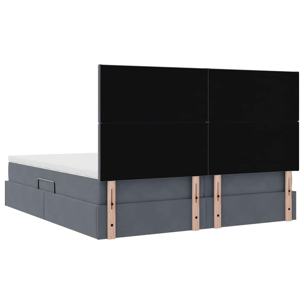 LED-Speicherbett mit Matratze Dunkelgrau 180 x 200 cm Samt