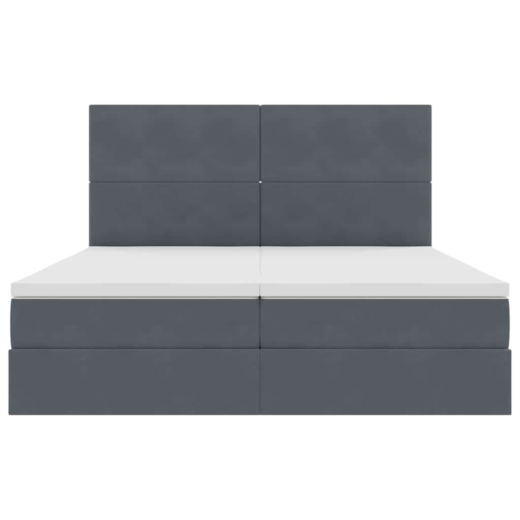 LED-Speicherbett mit Matratze Dunkelgrau 180 x 200 cm Samt