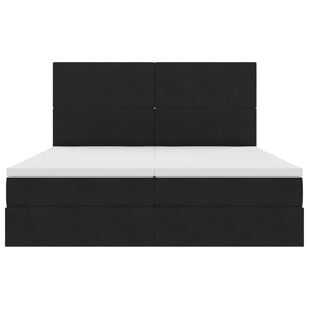 LED-Speicherbett mit Matratze Schwarz 180 x 200 cm Samt