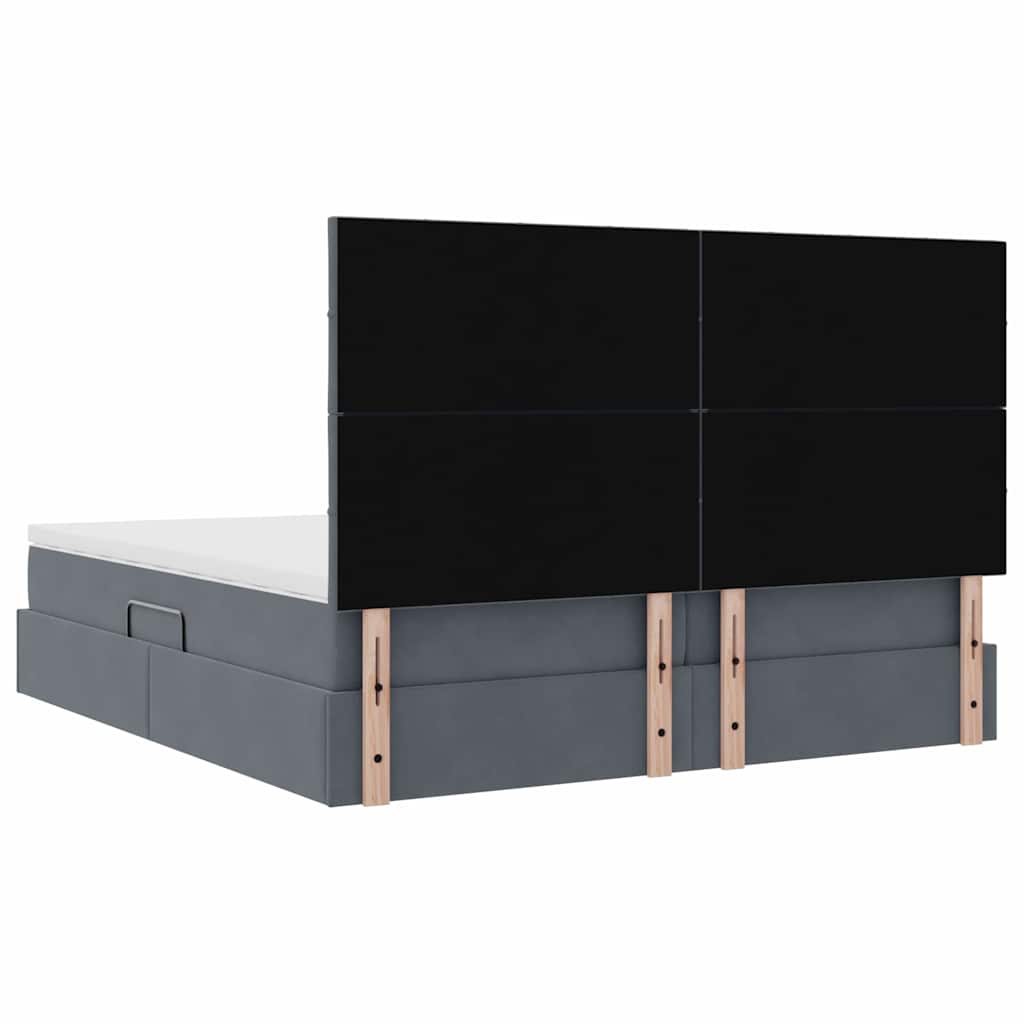 LED-Speicherbett mit Matratze Dunkelgrau 180 x 200 cm Samt