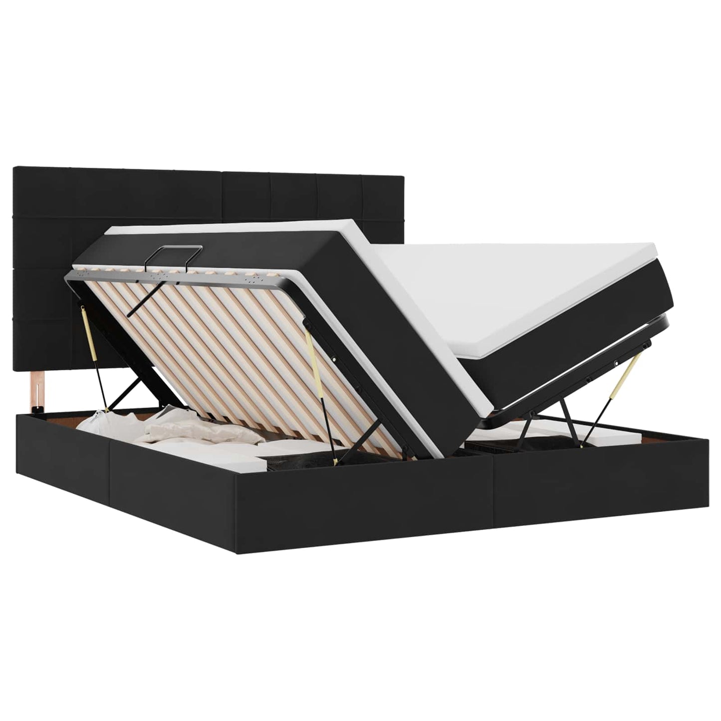 LED-Speicherbett mit Matratze Schwarz 180 x 200 cm Samt