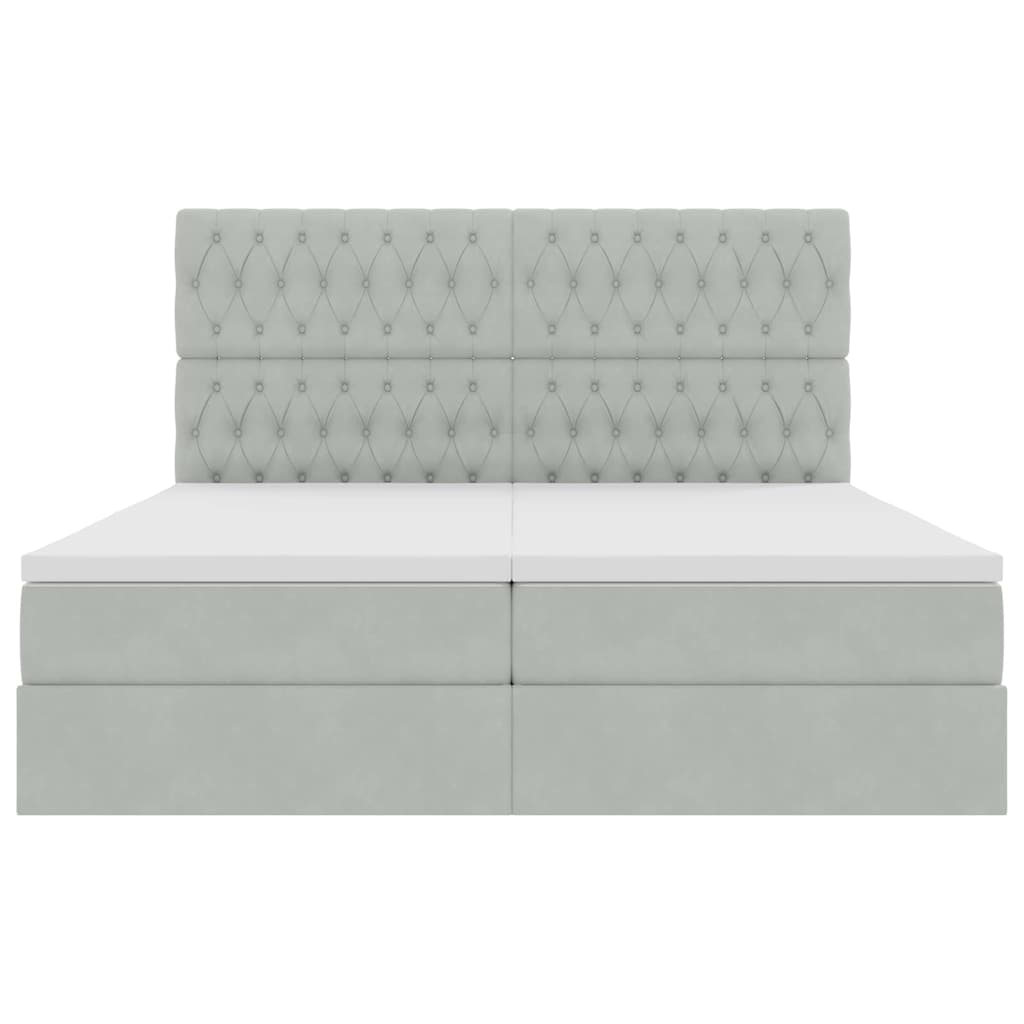 LED-Speicherbett mit Matratze Hellgrau 180 x 200 cm Samt