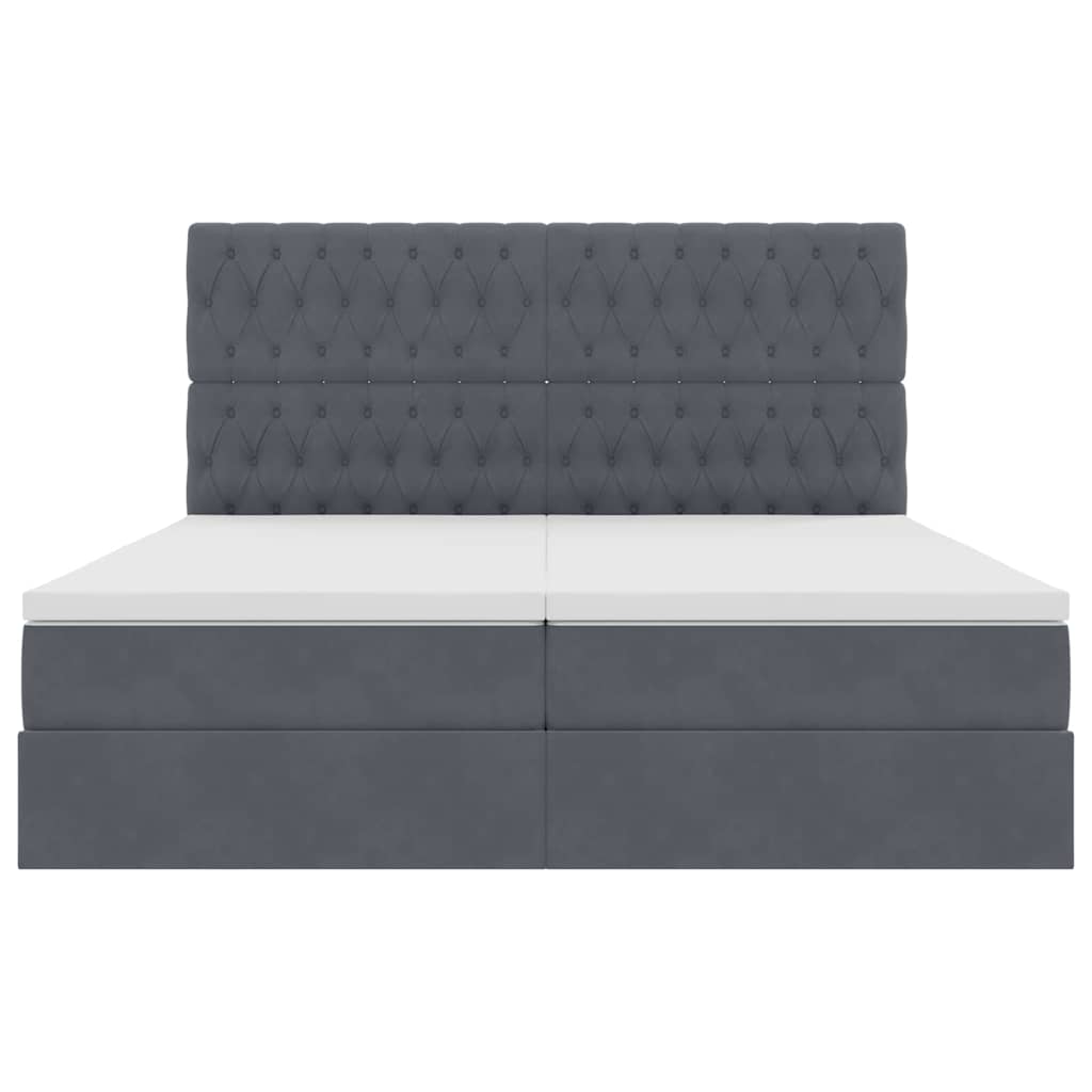 LED-Speicherbett mit Matratze Dunkelgrau 180 x 200 cm Samt
