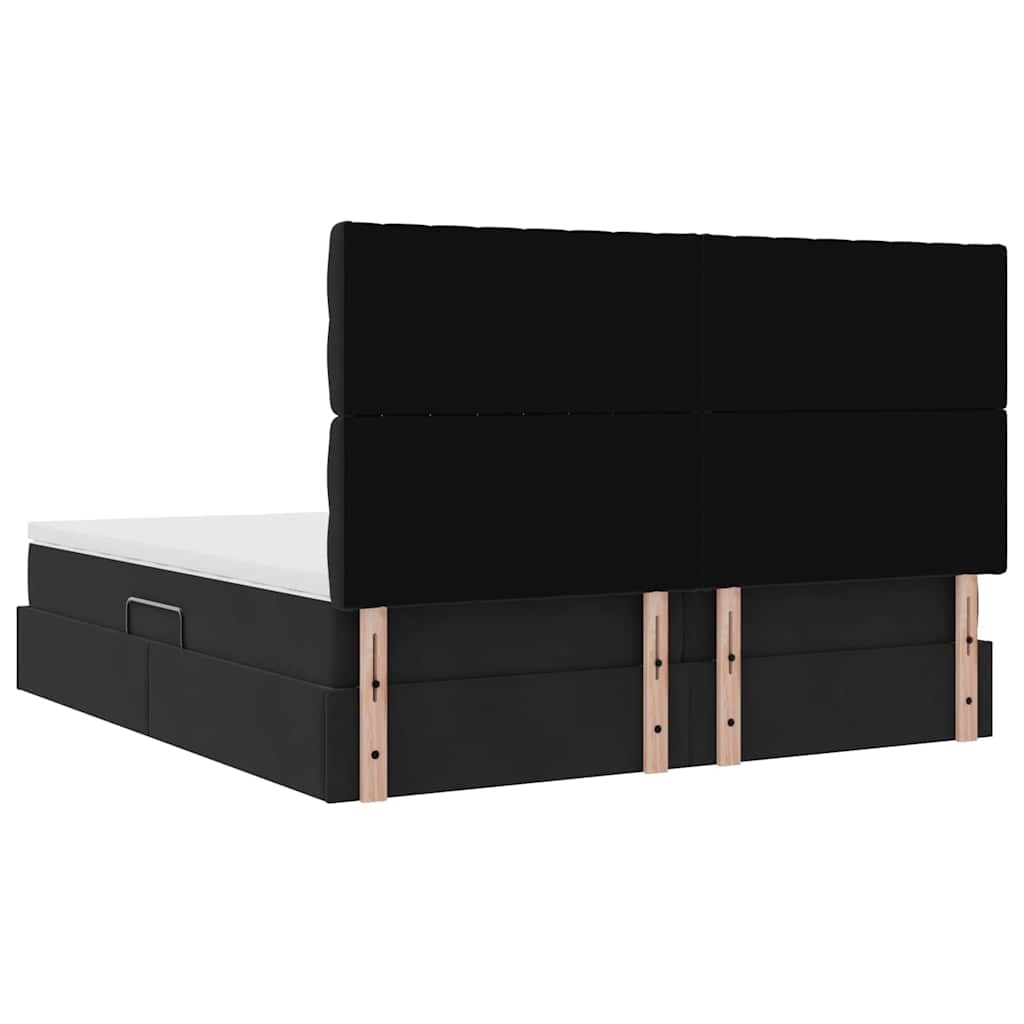 LED-Speicherbett mit Matratze Schwarz 180 x 200 cm Samt