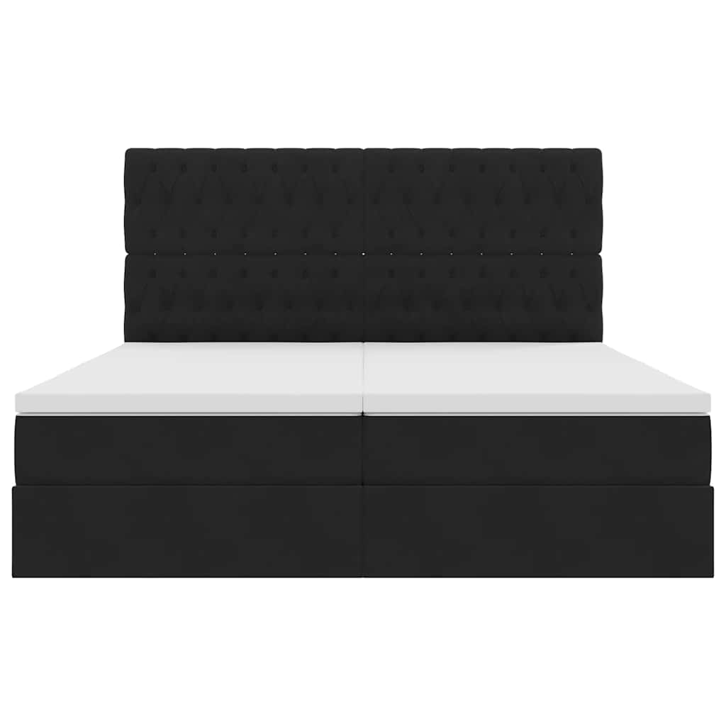 LED-Speicherbett mit Matratze Schwarz 180 x 200 cm Samt