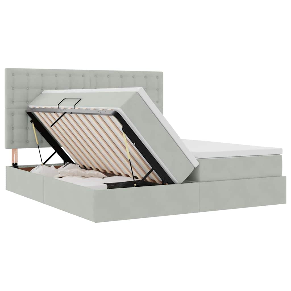 LED-Speicherbett mit Matratze Hellgrau 180 x 200 cm Samt