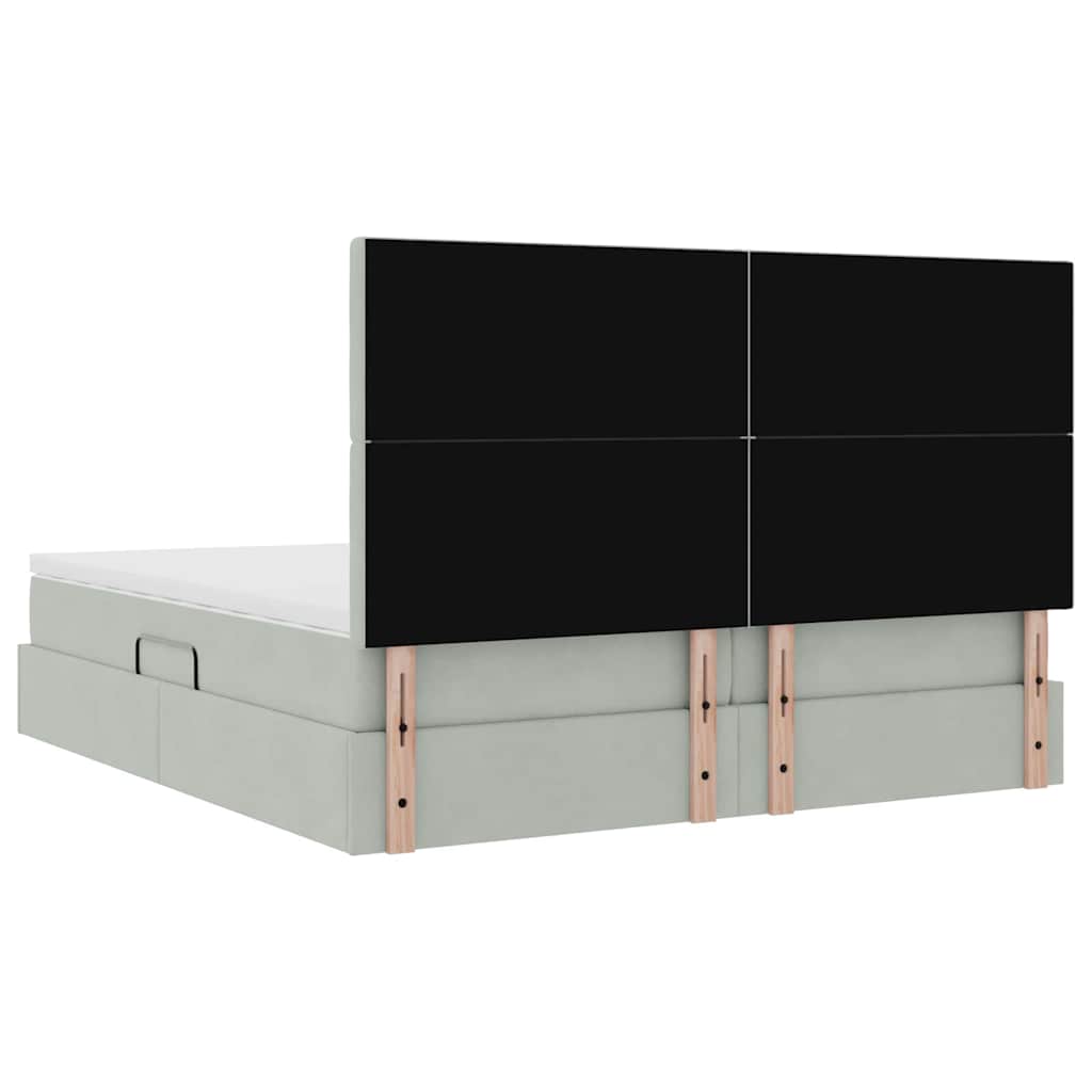 LED-Speicherbett mit Matratze Hellgrau 180 x 200 cm Samt