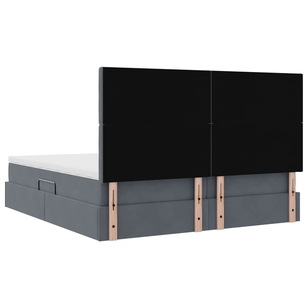 LED-Speicherbett mit Matratze Dunkelgrau 180 x 200 cm Samt