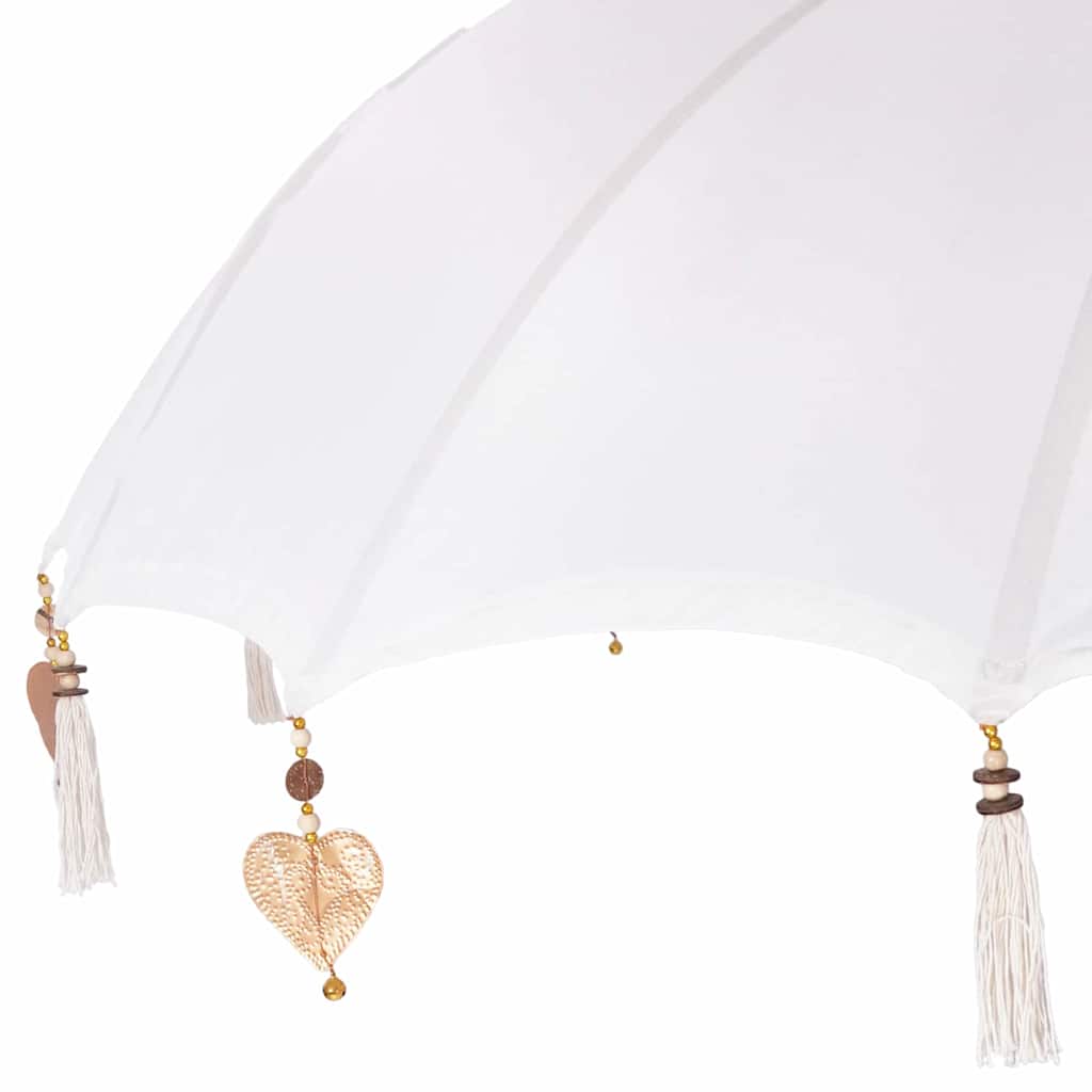 Balinesischer Sonnenschirm Creme 210-220 cm Baumwolle, Massivholz
