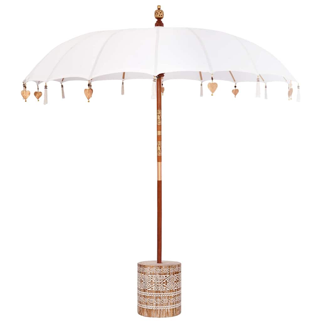 Balinesischer Sonnenschirm Creme 210-220 cm Baumwolle, Massivholz