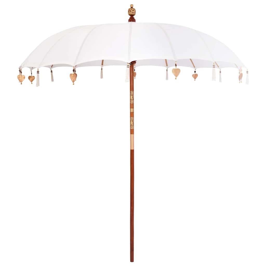 Balinesischer Sonnenschirm Creme 210-220 cm Baumwolle, Massivholz
