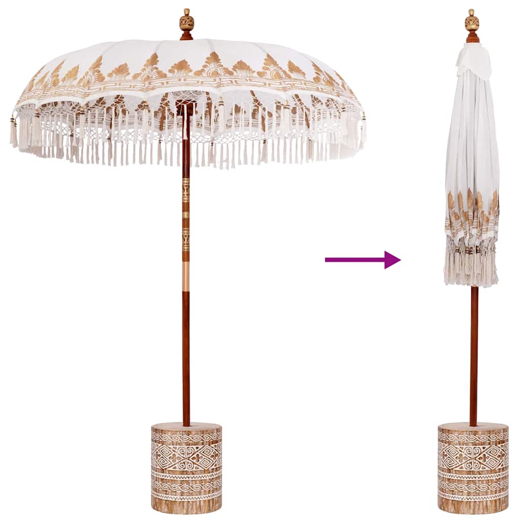 Balinesischer Sonnenschirm 260 Creme 180-190 cm