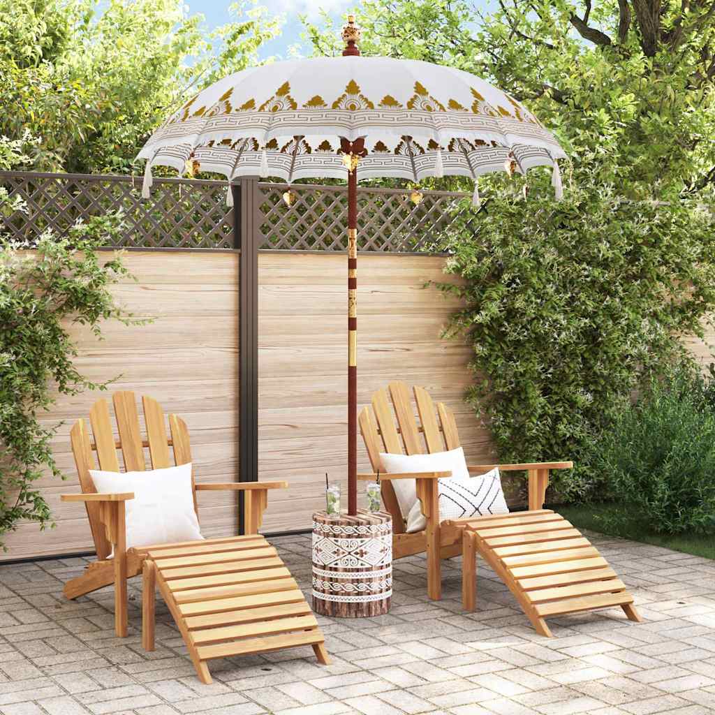 Balinesischer Sonnenschirm Creme 180-190 cm Baumwolle, Massivholz