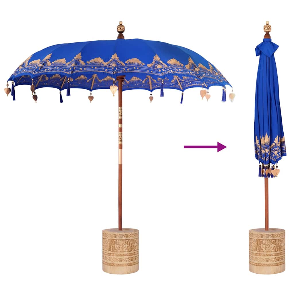Balinesischer Sonnenschirm Blau 215 x 215 x 260 cm