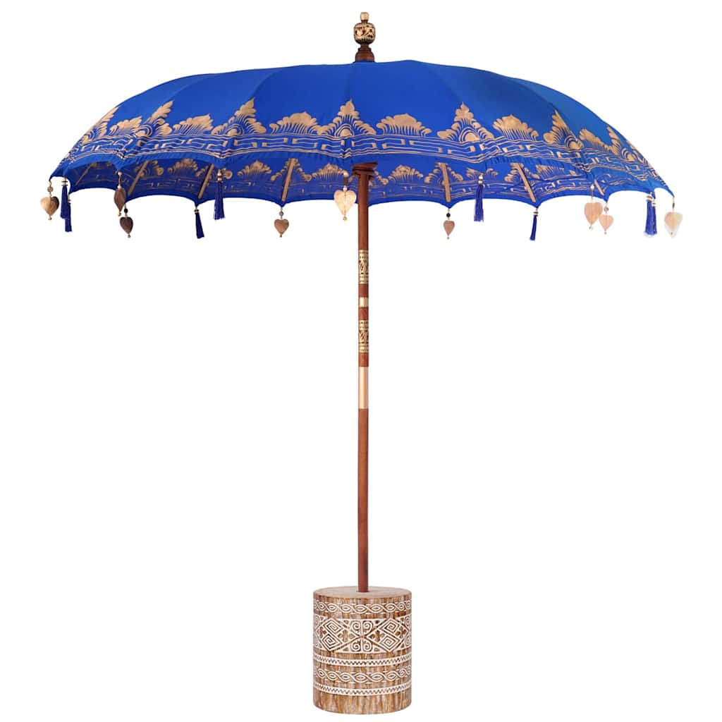 Balinesischer Sonnenschirm Blau 210-220 cm Baumwolle, Massivholz