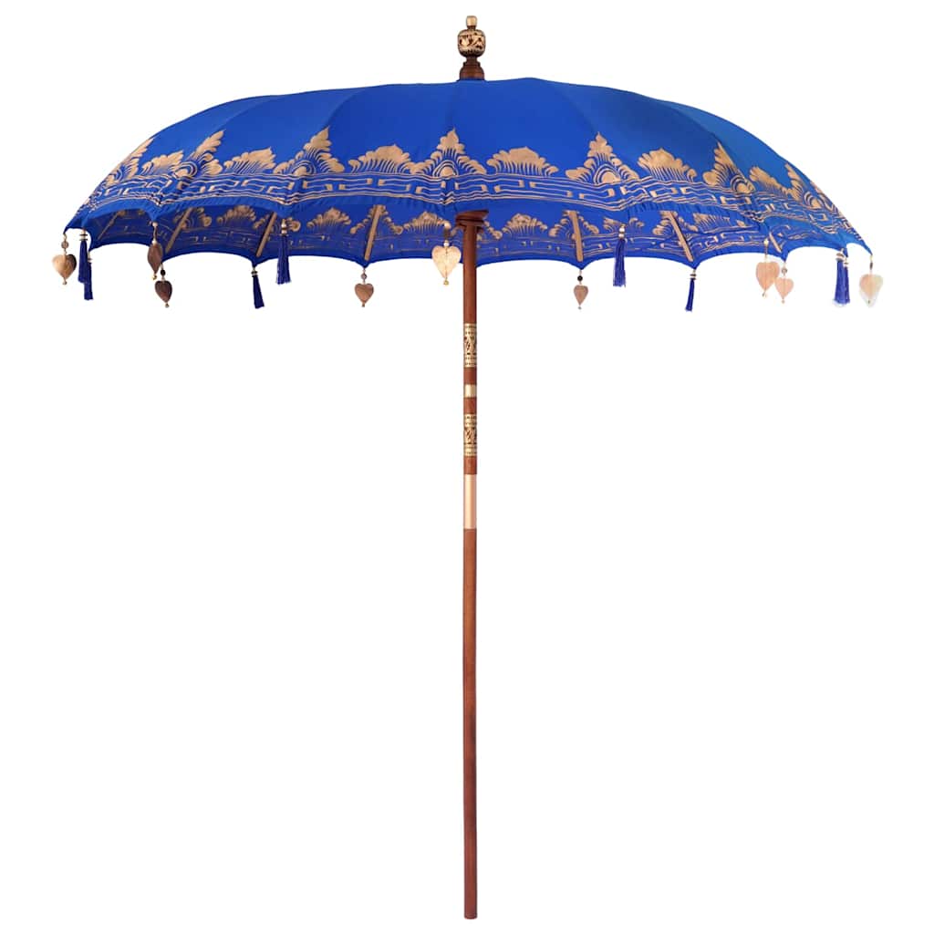 Balinesischer Sonnenschirm Blau 210-220 cm Baumwolle, Massivholz