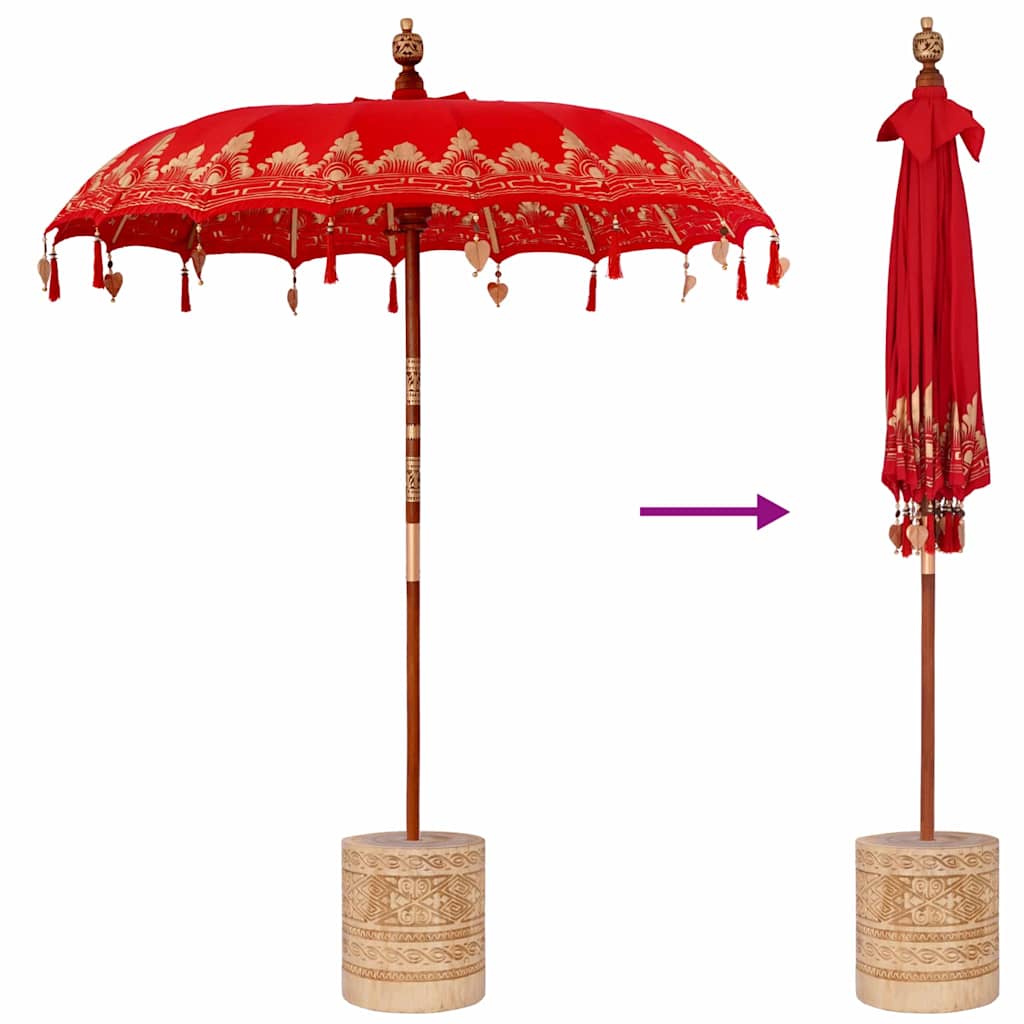 Balinesischer Sonnenschirm Rot 180-190 cm