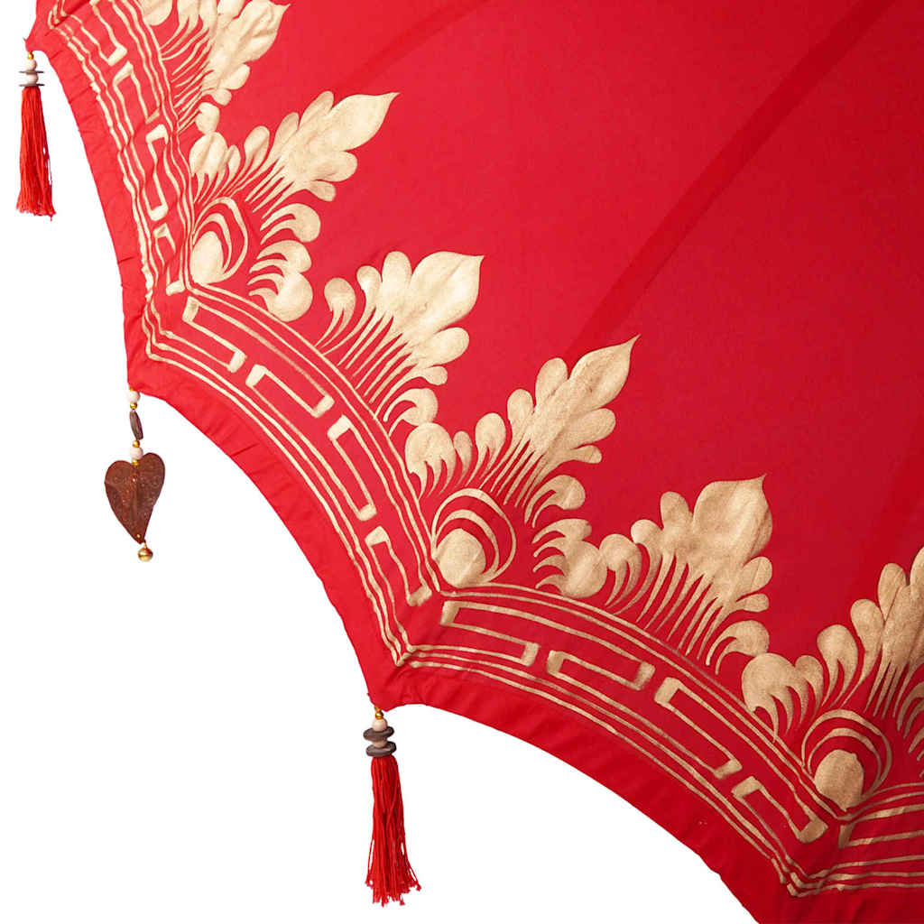 Balinesischer Sonnenschirm Rot 180-190 cm Baumwolle, Massivholz
