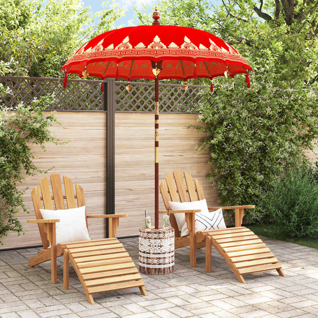 Balinesischer Sonnenschirm Rot 180-190 cm Baumwolle, Massivholz