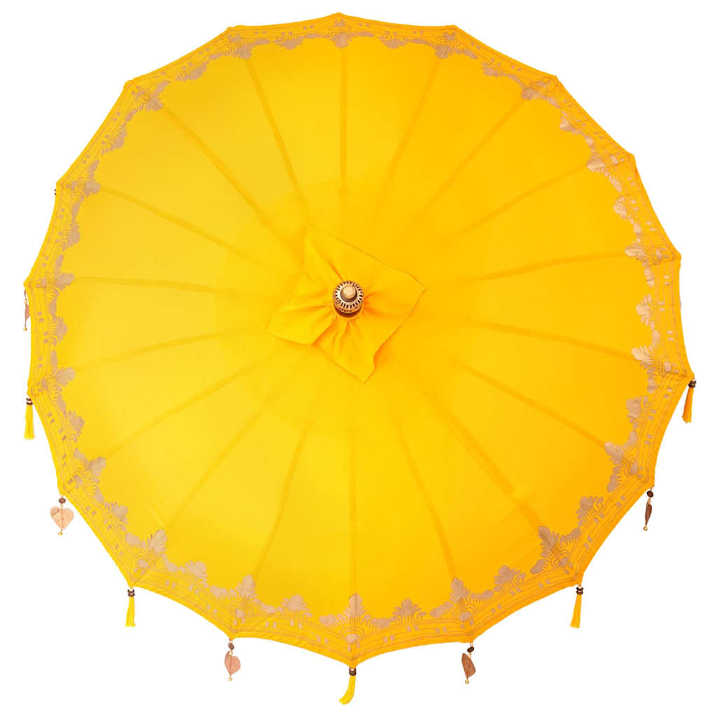 Balinesischer Sonnenschirm Gelb 180-190 cm Baumwolle, Massivholz