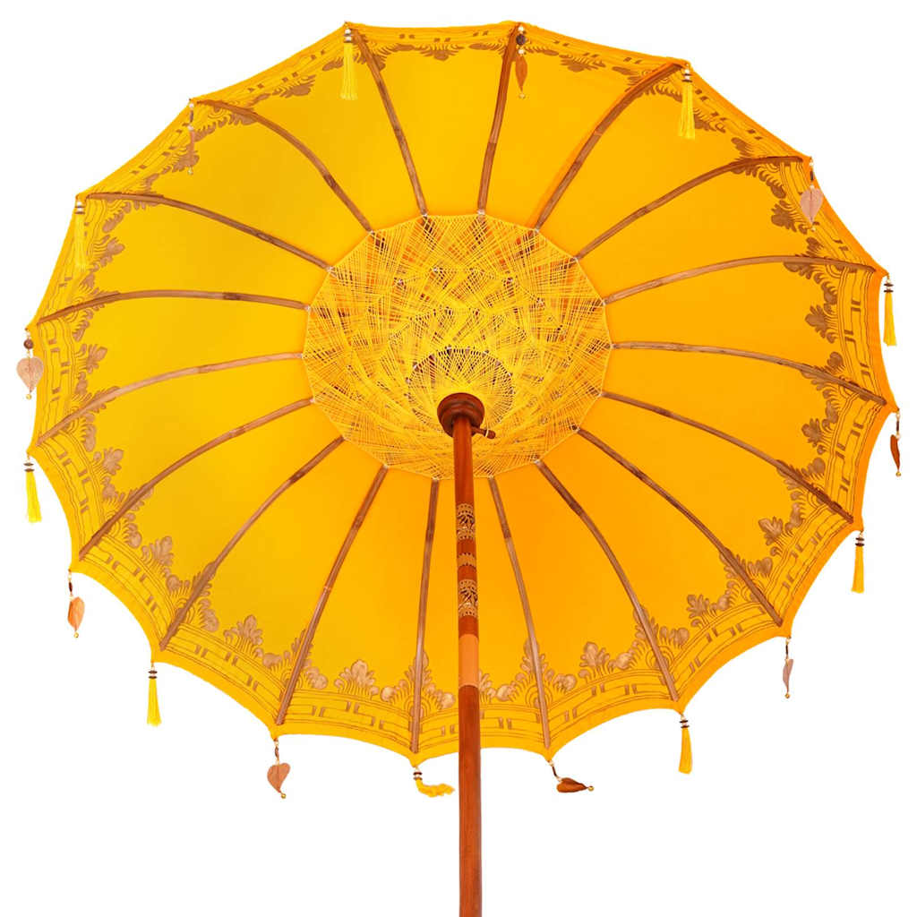 Balinesischer Sonnenschirm Gelb 180-190 cm Baumwolle, Massivholz
