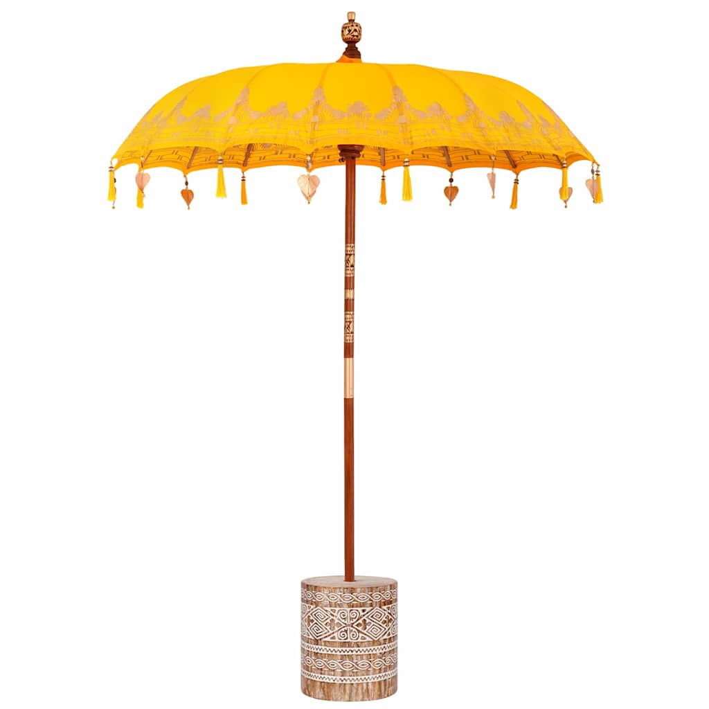 Balinesischer Sonnenschirm Gelb 180-190 cm Baumwolle, Massivholz
