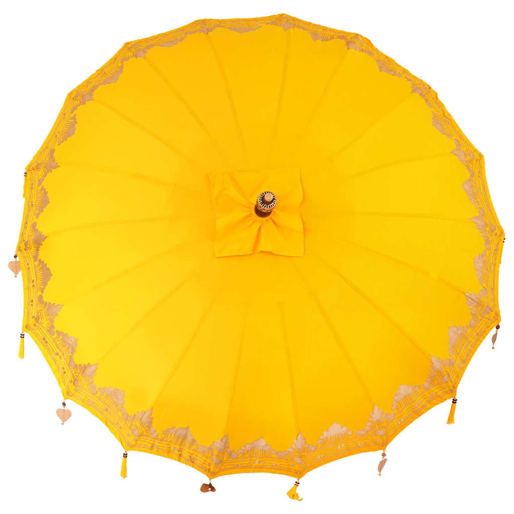 Balinesischer Sonnenschirm Gelb 210-220 cm Baumwolle, Massivholz