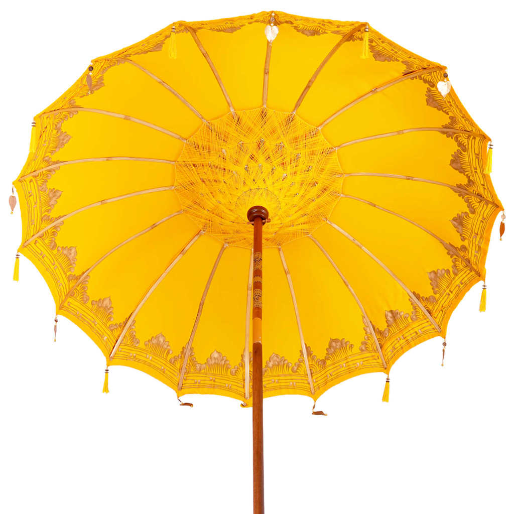 Balinesischer Sonnenschirm Gelb 210-220 cm Baumwolle, Massivholz