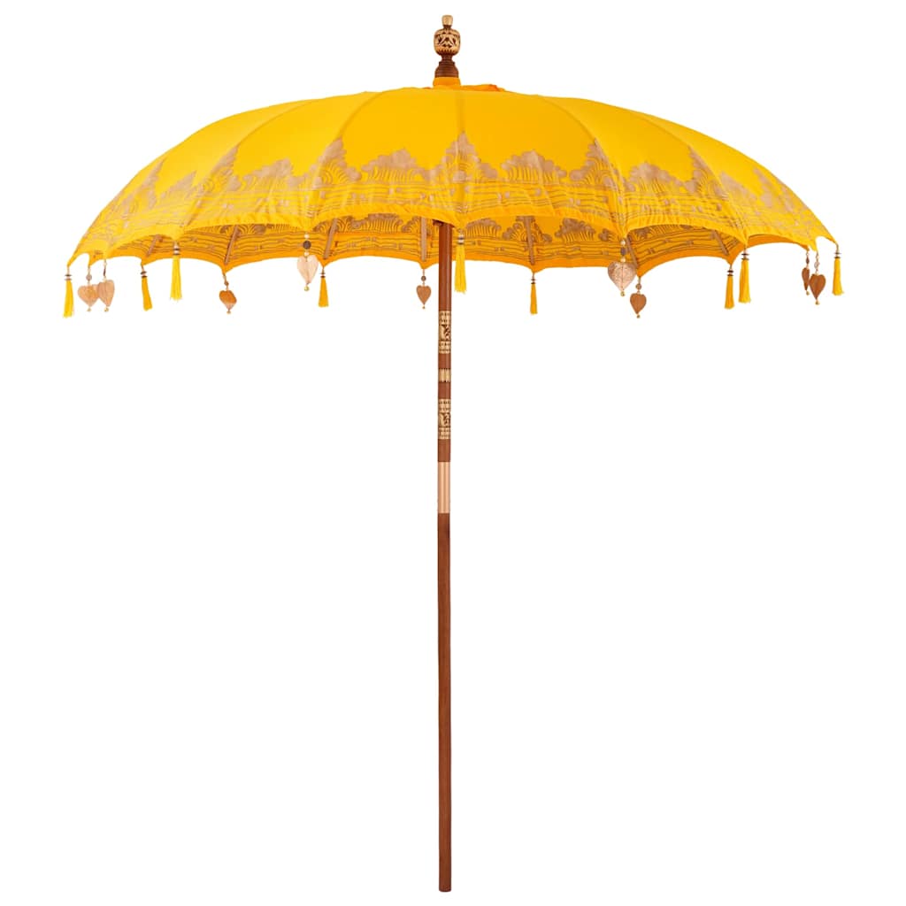 Balinesischer Sonnenschirm Gelb 210-220 cm Baumwolle, Massivholz
