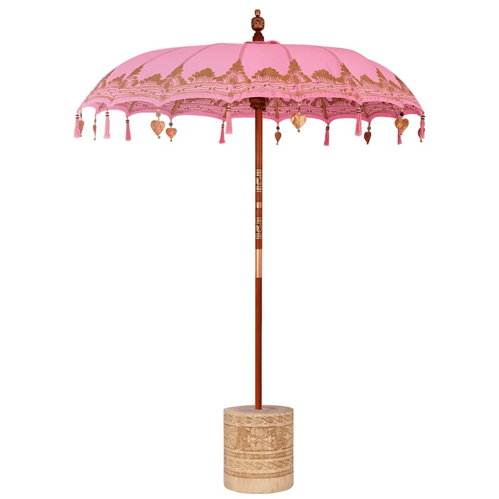 Balinesischer Sonnenschirm mit Sockel Rosa Ø 180-190 cm