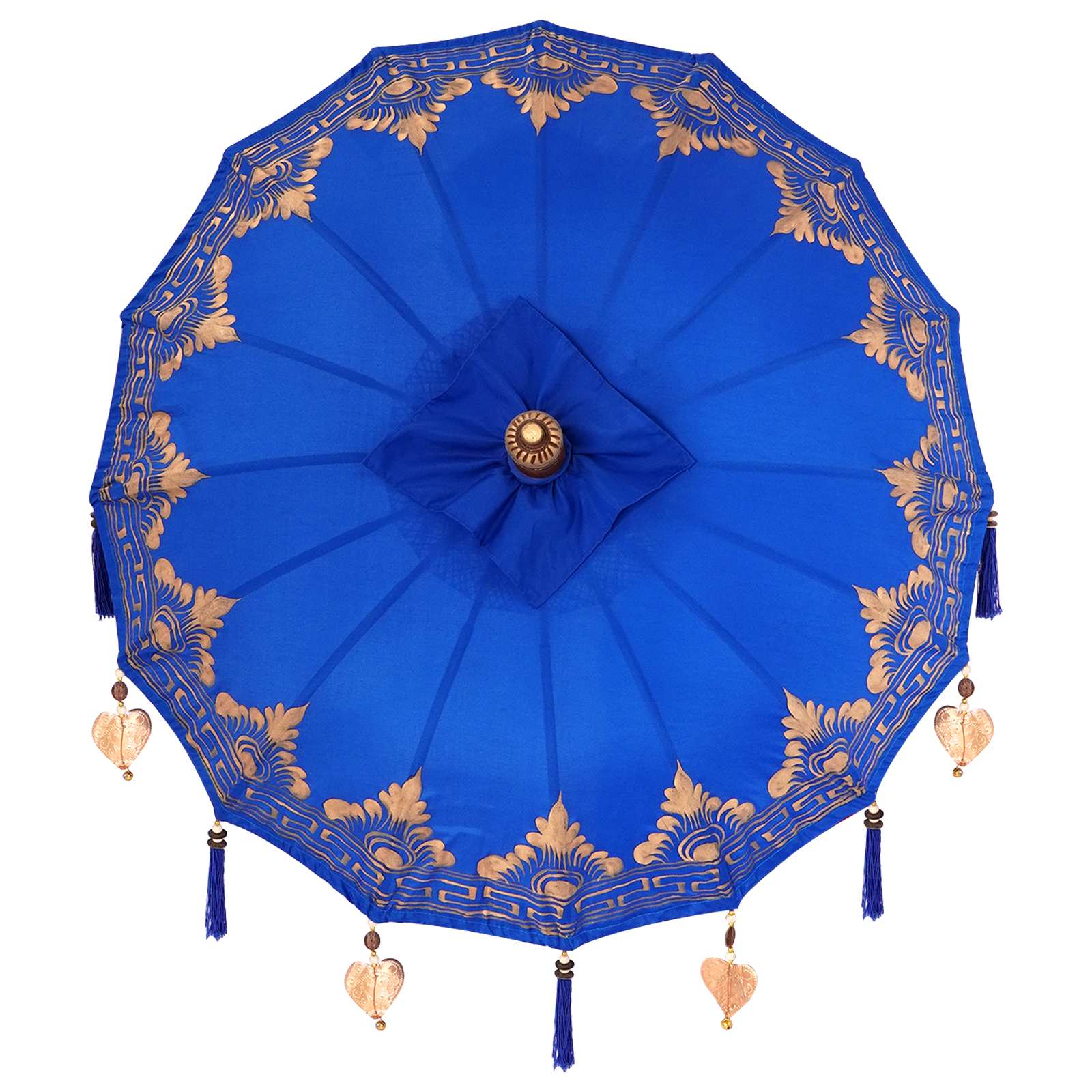 Sonnenschirm mit Fuß Blau 95 x 95 x 260 cm Baumwolle und Holz