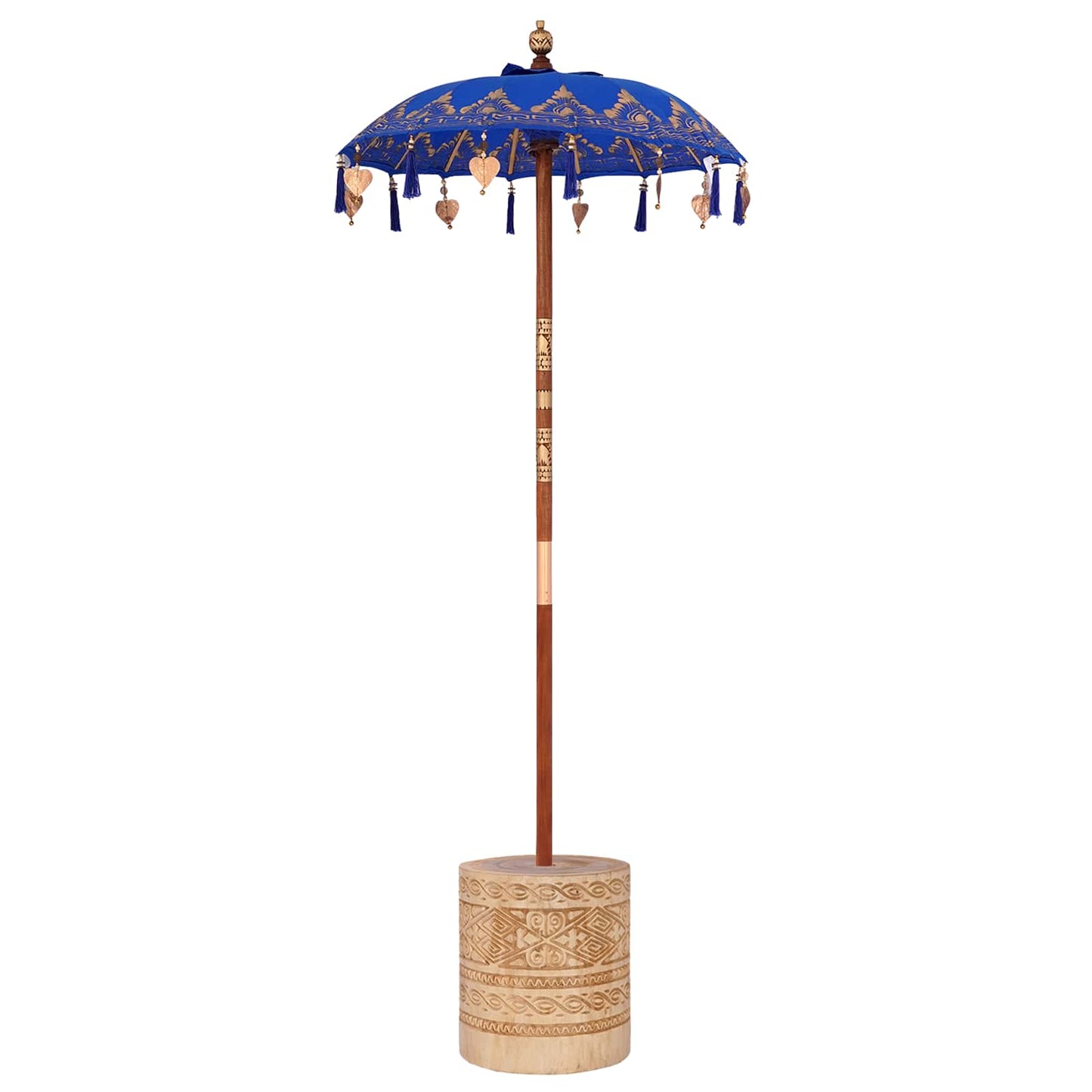Sonnenschirm mit Fuß Blau 95 x 95 x 260 cm Baumwolle und Holz