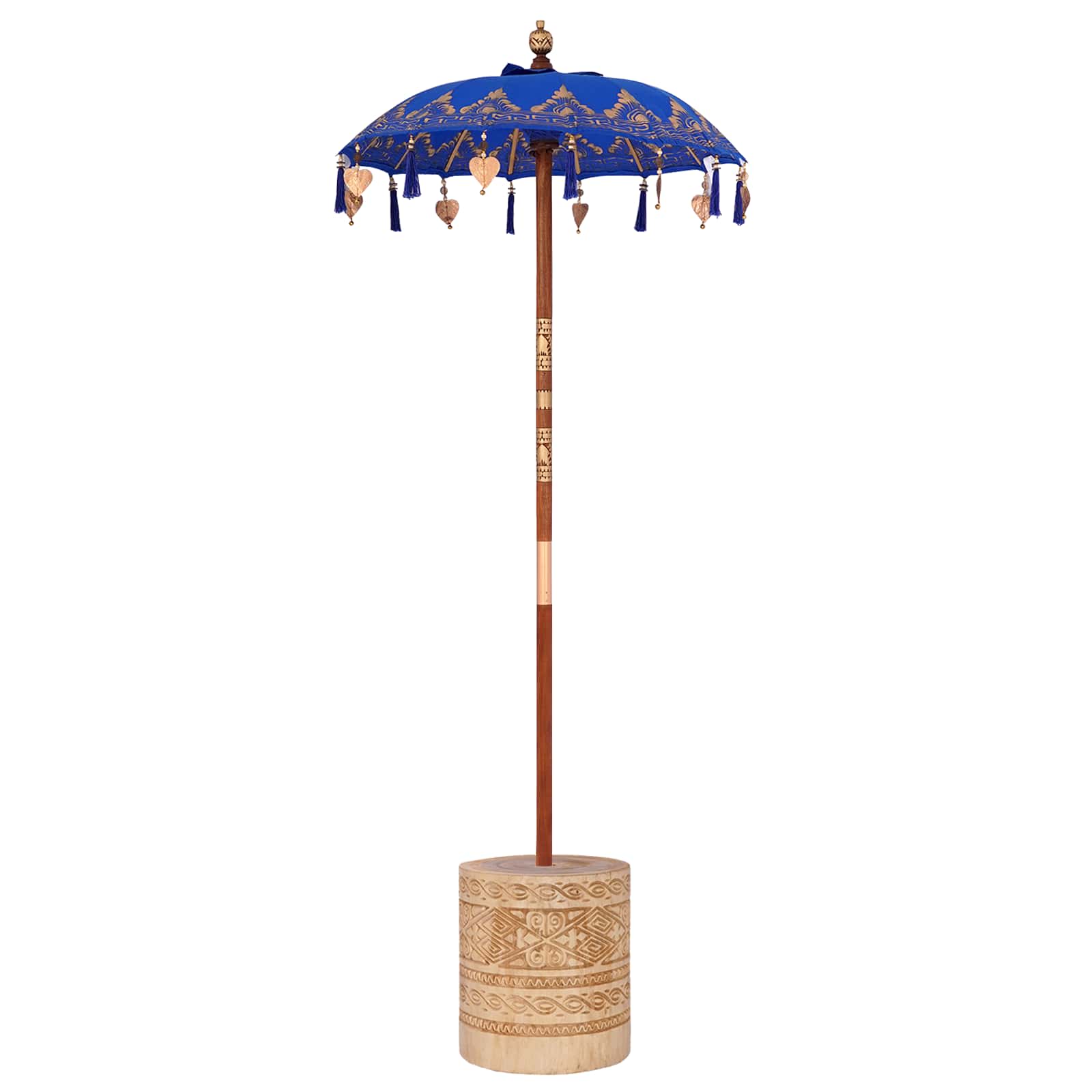 Sonnenschirm mit Fuß Blau 95 x 95 x 260 cm Baumwolle und Holz
