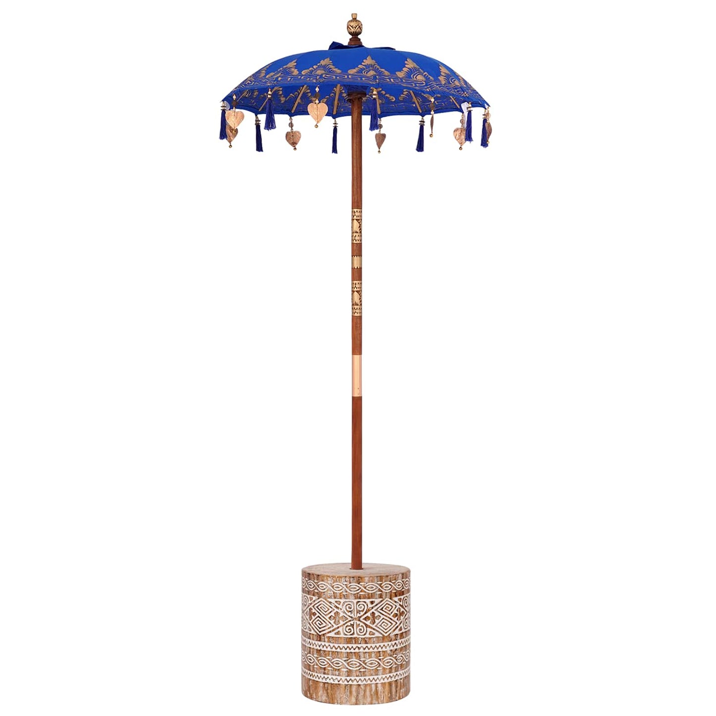 Sonnenschirm mit Fuß Blau 95 x 95 x 260 cm Baumwolle und Holz