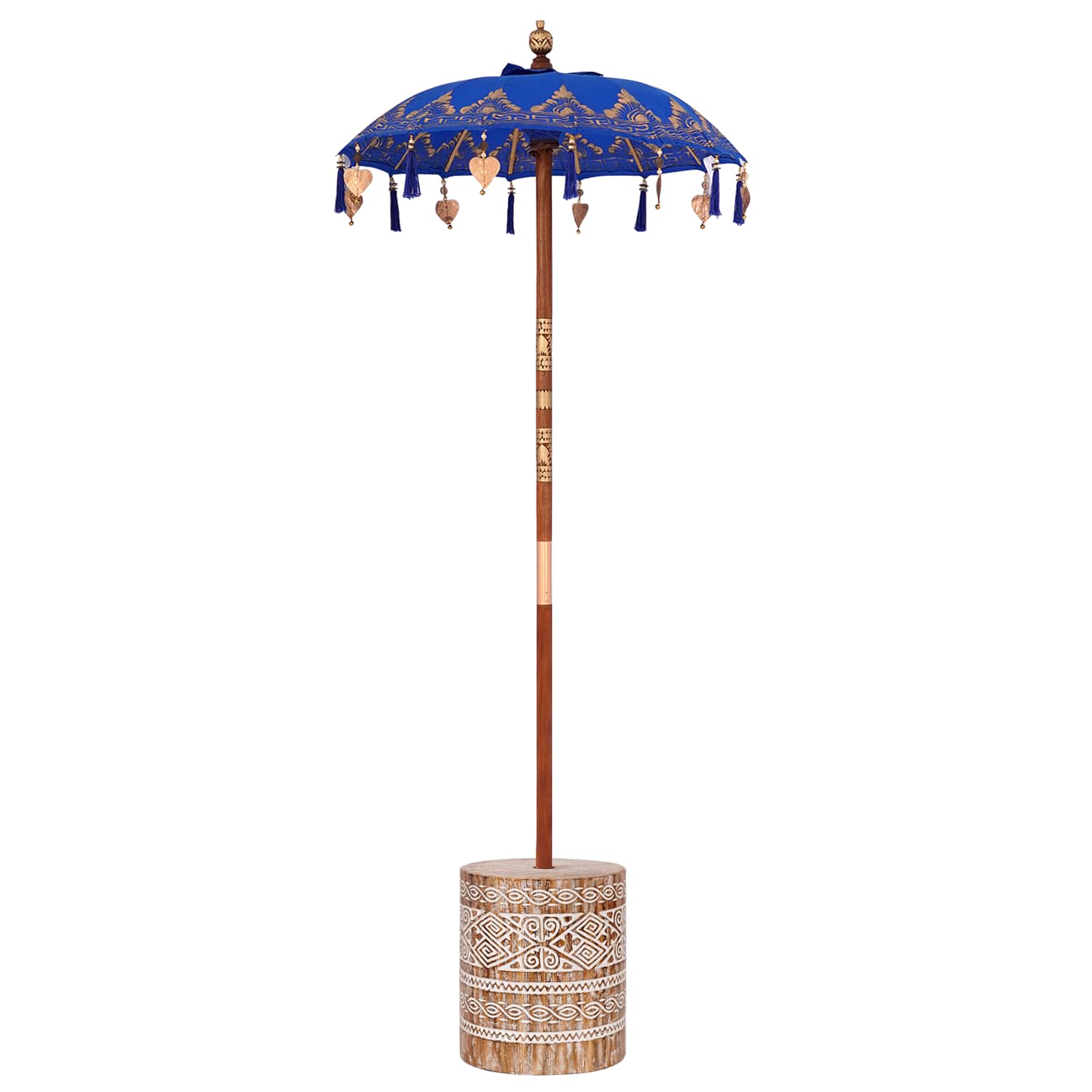 Sonnenschirm mit Fuß Blau 95 x 95 x 260 cm Baumwolle und Holz