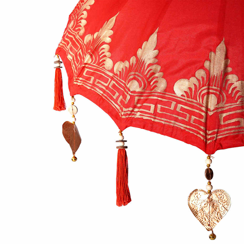 Sonnenschirm mit Fuß Rot und Braun 250 cm Baumwolle und Holz