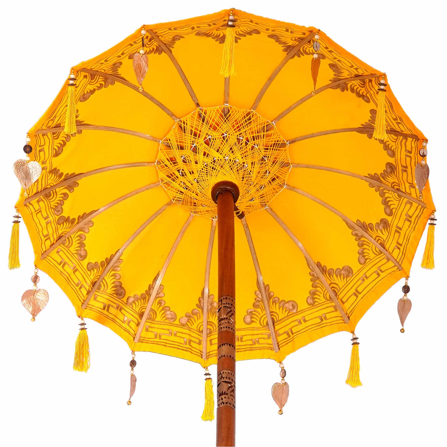 Sonnenschirm mit Fuß Gelb 95 x 95 x 260 cm Baumwolle und Holz