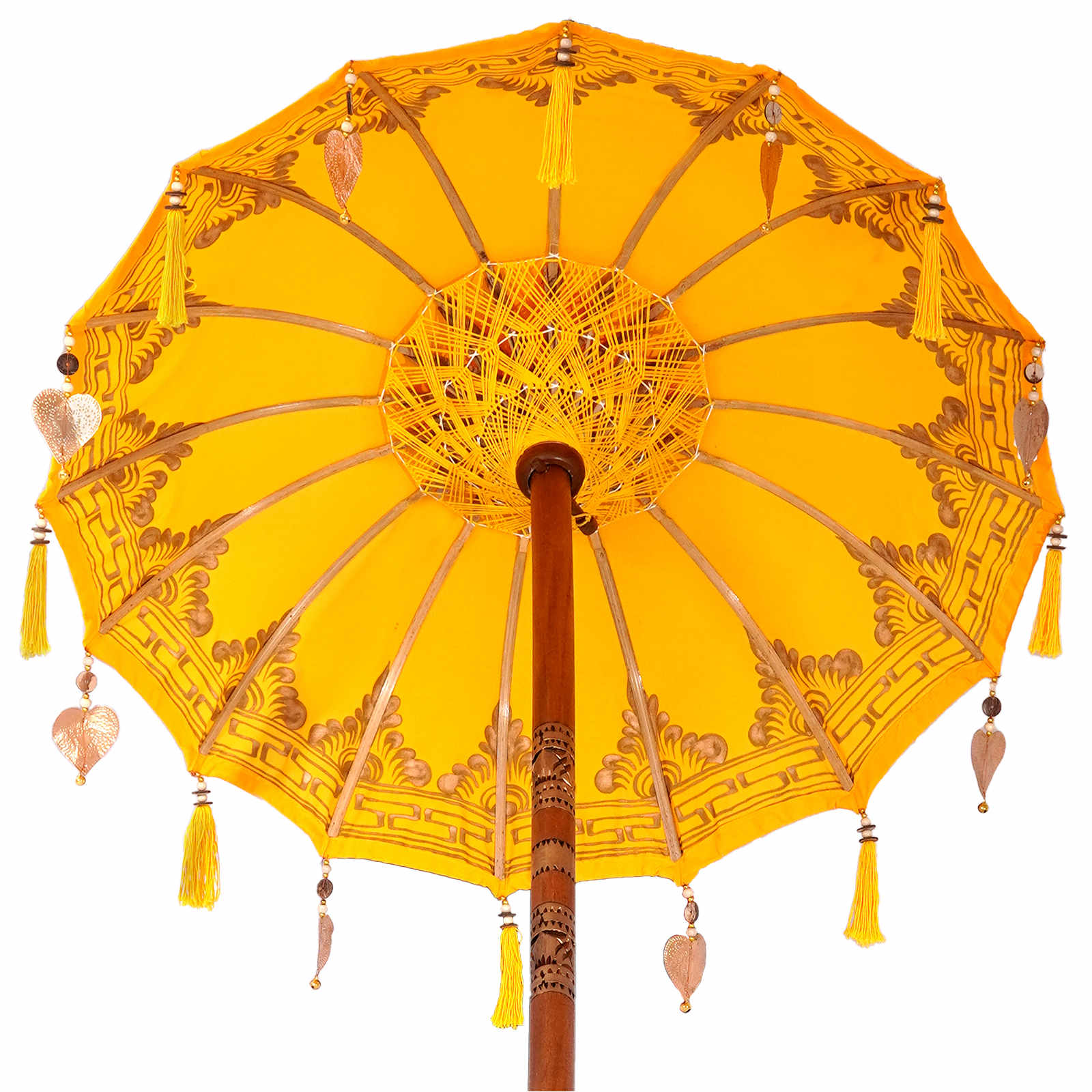 Sonnenschirm mit Fuß Gelb 95 x 95 x 260 cm Baumwolle und Holz