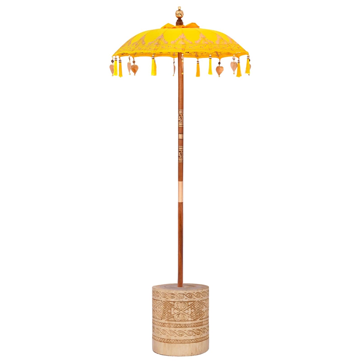 Sonnenschirm mit Fuß Gelb 95 x 95 x 260 cm Baumwolle und Holz