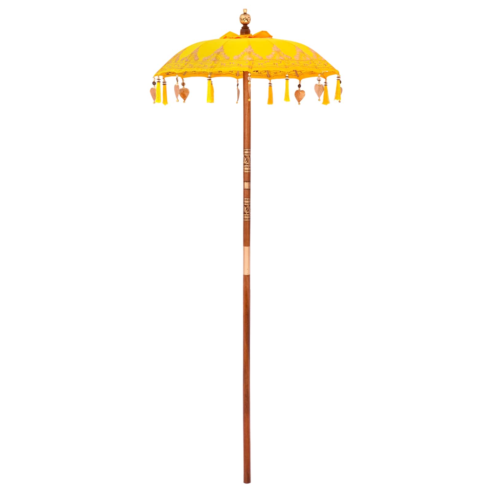 Sonnenschirm mit Fuß Gelb 95 x 95 x 260 cm Baumwolle und Holz