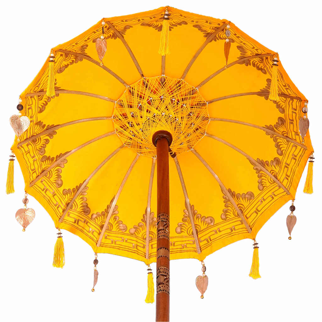 Sonnenschirm mit Fuß Gelb 95 x 95 x 260 cm Baumwolle und Holz