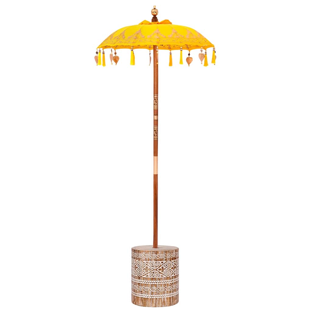 Sonnenschirm mit Fuß Gelb 95 x 95 x 260 cm Baumwolle und Holz