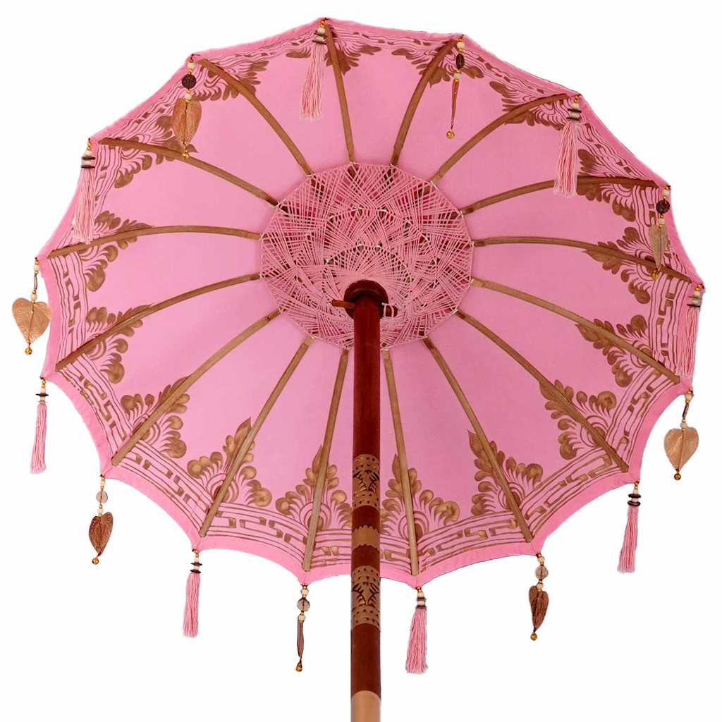 Sonnenschirm mit Fuß Rosa 95 x 95 x 260 cm Baumwolle und Holz