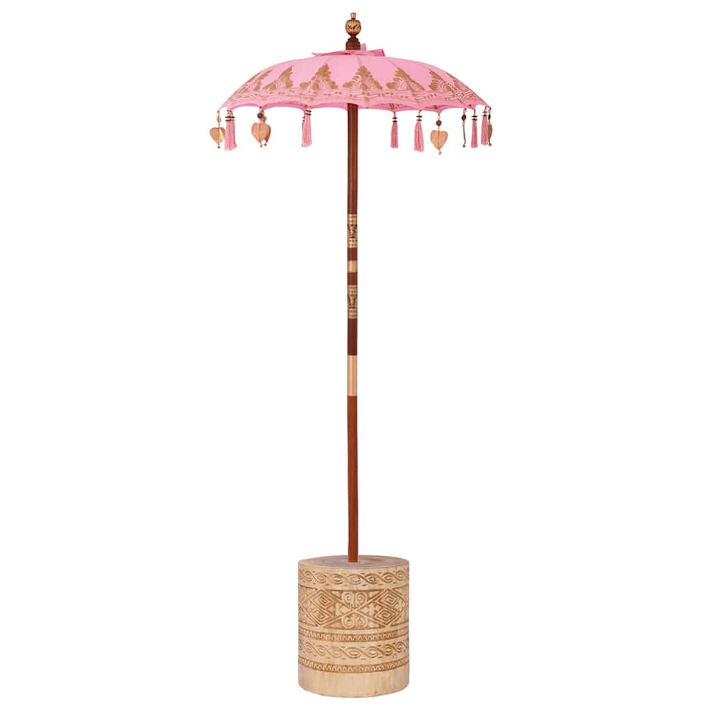 Sonnenschirm mit Fuß Rosa 95 x 95 x 260 cm Baumwolle und Holz