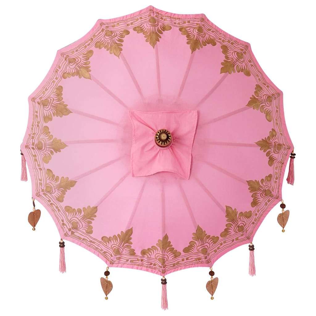 Sonnenschirm mit Fuß Rosa 95 x 95 x 260 cm Baumwolle und Holz