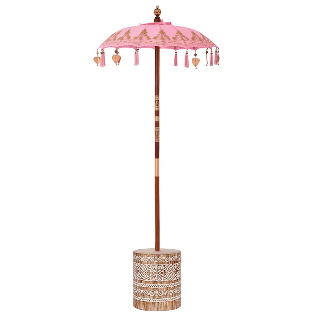 Sonnenschirm mit Fuß Rosa 95 x 95 x 260 cm Baumwolle und Holz